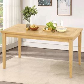 20 Inch x 35.5 Inch Outdoor Teak Wood Coffee Table with Slatted Tabletop for Balcony