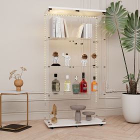 Tempered glass display cabinet, wine cabinet,storage cabinet,file cabinet,with Bluetooth LED light strip,lock on the door,equipped with cast
