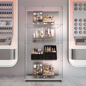 Tempered glass display cabinet,wine cabinet, storage cabinet,file cabinet,with Bluetooth LED strip,can be controlled by remote control or mobile