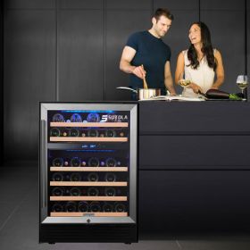 SOTOLA 24" 46 Bottle Wine Cooler Refrigerator Cabinet Beverage Fridge Small Wine Cellar Soda Beer Counter Top Bar Quiet Operation Compressor Free
