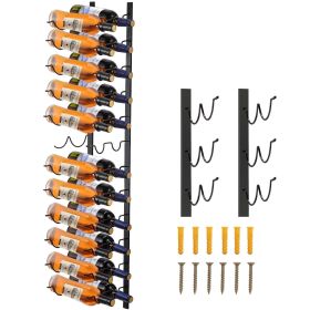 VEVOR Wall Mounted Wine Rack, 12x2 Bottles Wine Holder Towel Rack, Black Steel Vertical Wine Rack, Modern Decorative Wall Mounted Wine Bottle Hol