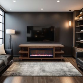 Laurel Canyon 82 inch Fireplace TV Stand for TVs up to 90 inches, Minimal Assembly, Oak Bourbon Finish