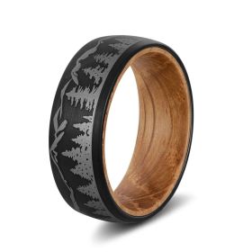 Ornament Wine Barrel Wood Inner Ring 8mm (Color: Black, size: number 11)