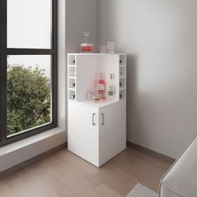 Norwich Bar Cabinet, 2 Doors, 8 Wine Bottle Compartments (Color: White)