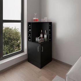 Norwich Bar Cabinet, 2 Doors, 8 Wine Bottle Compartments (Color: Black Wengue)