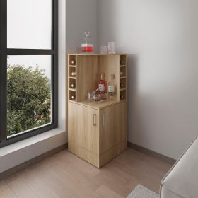 Norwich Bar Cabinet, 2 Doors, 8 Wine Bottle Compartments (Color: Natural Oak)