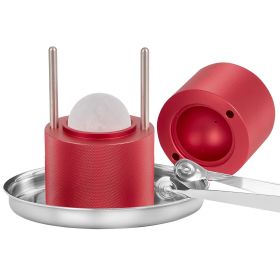 VEVOR Ice Ball Press, 2.4" Ice Ball Maker, Aircraft Al Alloy Ice Ball Press Kit for 60mm Ice Sphere, Ice Press with Tong and Drip Tray, for Whisk (Color: Red, Gift Box: Basic Gift Box)