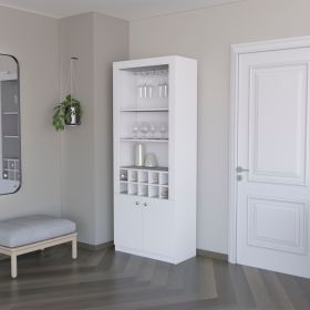 Clover Bar Cabinet, with wine storage and thre shelves (Color: White)